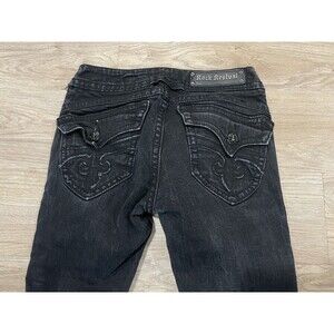 Rock Revival Patti Skinny Jeans Pants Women's Size 29 (26x31) Black Embroidered